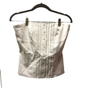 EUC WHITE HOUSE BLACK MARKET White Button Up Corset Top - Size 6